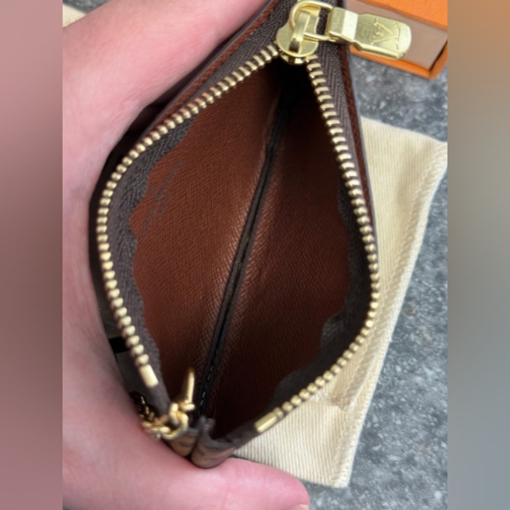 Louis Vuitton Monogram Zip Coin Pouch - Brown with Gold Hardware - Picture 8 of 9